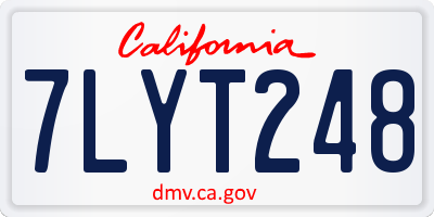 CA license plate 7LYT248
