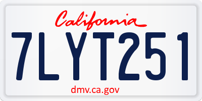 CA license plate 7LYT251
