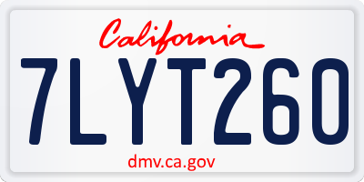 CA license plate 7LYT260