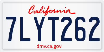 CA license plate 7LYT262