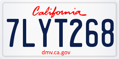 CA license plate 7LYT268