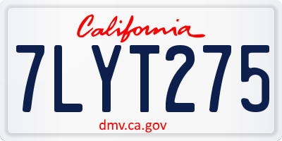 CA license plate 7LYT275