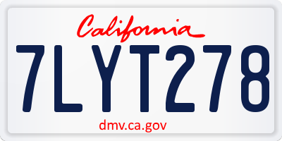 CA license plate 7LYT278