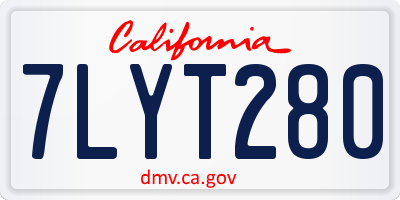 CA license plate 7LYT280