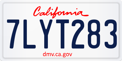 CA license plate 7LYT283
