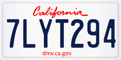 CA license plate 7LYT294