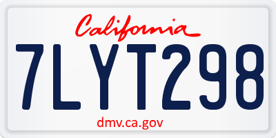 CA license plate 7LYT298