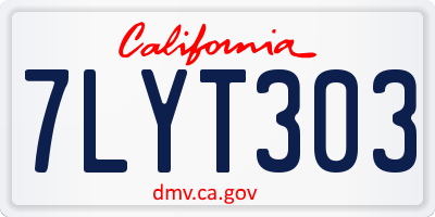 CA license plate 7LYT303