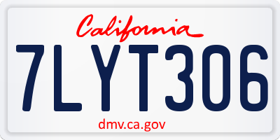 CA license plate 7LYT306