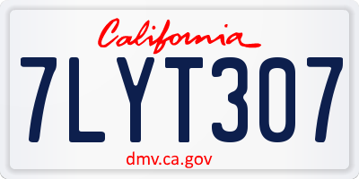 CA license plate 7LYT307