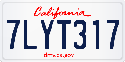 CA license plate 7LYT317