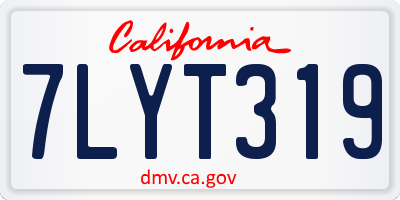 CA license plate 7LYT319