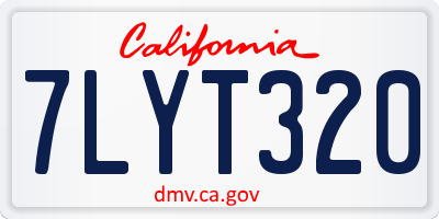 CA license plate 7LYT320