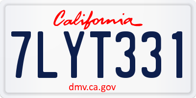 CA license plate 7LYT331
