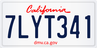 CA license plate 7LYT341