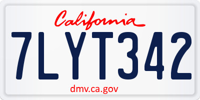 CA license plate 7LYT342