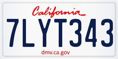 CA license plate 7LYT343