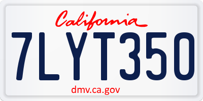 CA license plate 7LYT350