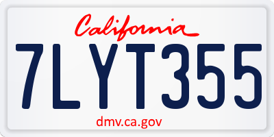CA license plate 7LYT355