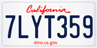 CA license plate 7LYT359