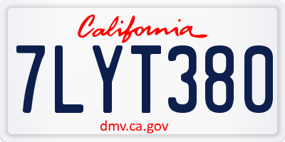 CA license plate 7LYT380