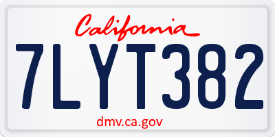 CA license plate 7LYT382