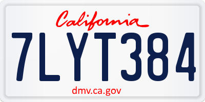 CA license plate 7LYT384