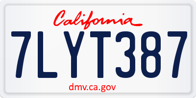 CA license plate 7LYT387
