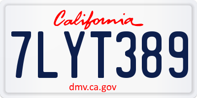 CA license plate 7LYT389