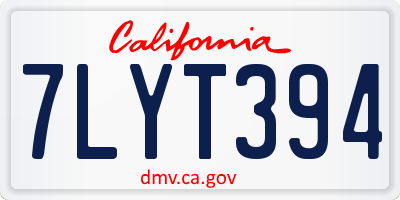 CA license plate 7LYT394