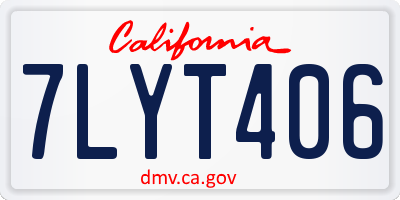 CA license plate 7LYT406