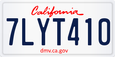 CA license plate 7LYT410