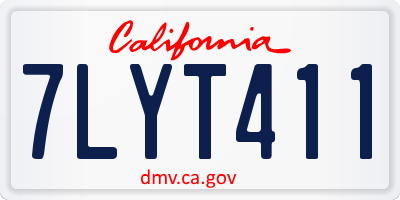 CA license plate 7LYT411
