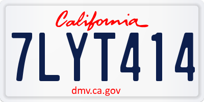 CA license plate 7LYT414