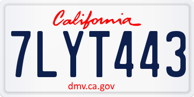 CA license plate 7LYT443
