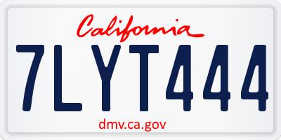 CA license plate 7LYT444