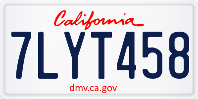 CA license plate 7LYT458