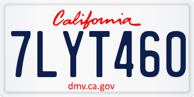 CA license plate 7LYT460