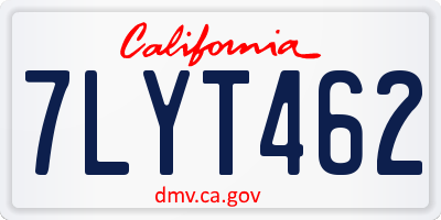 CA license plate 7LYT462