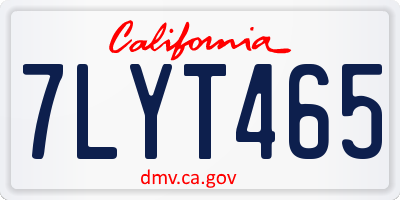 CA license plate 7LYT465