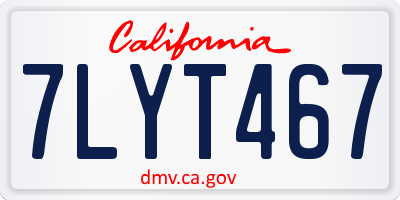 CA license plate 7LYT467