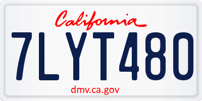 CA license plate 7LYT480