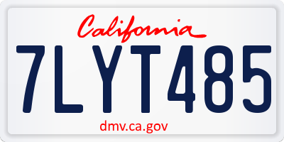 CA license plate 7LYT485
