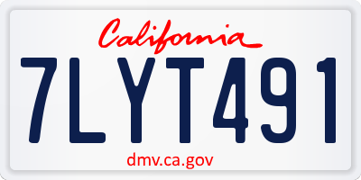 CA license plate 7LYT491