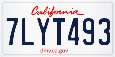 CA license plate 7LYT493