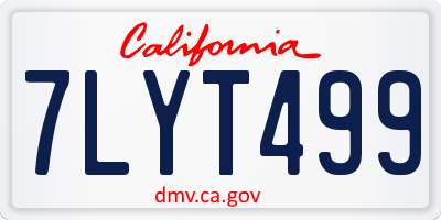 CA license plate 7LYT499