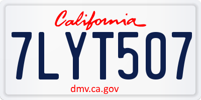 CA license plate 7LYT507