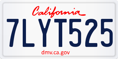 CA license plate 7LYT525