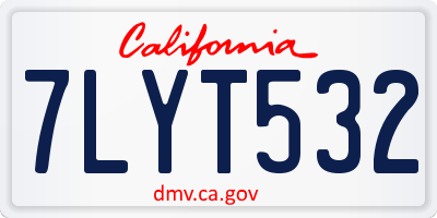CA license plate 7LYT532