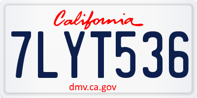 CA license plate 7LYT536